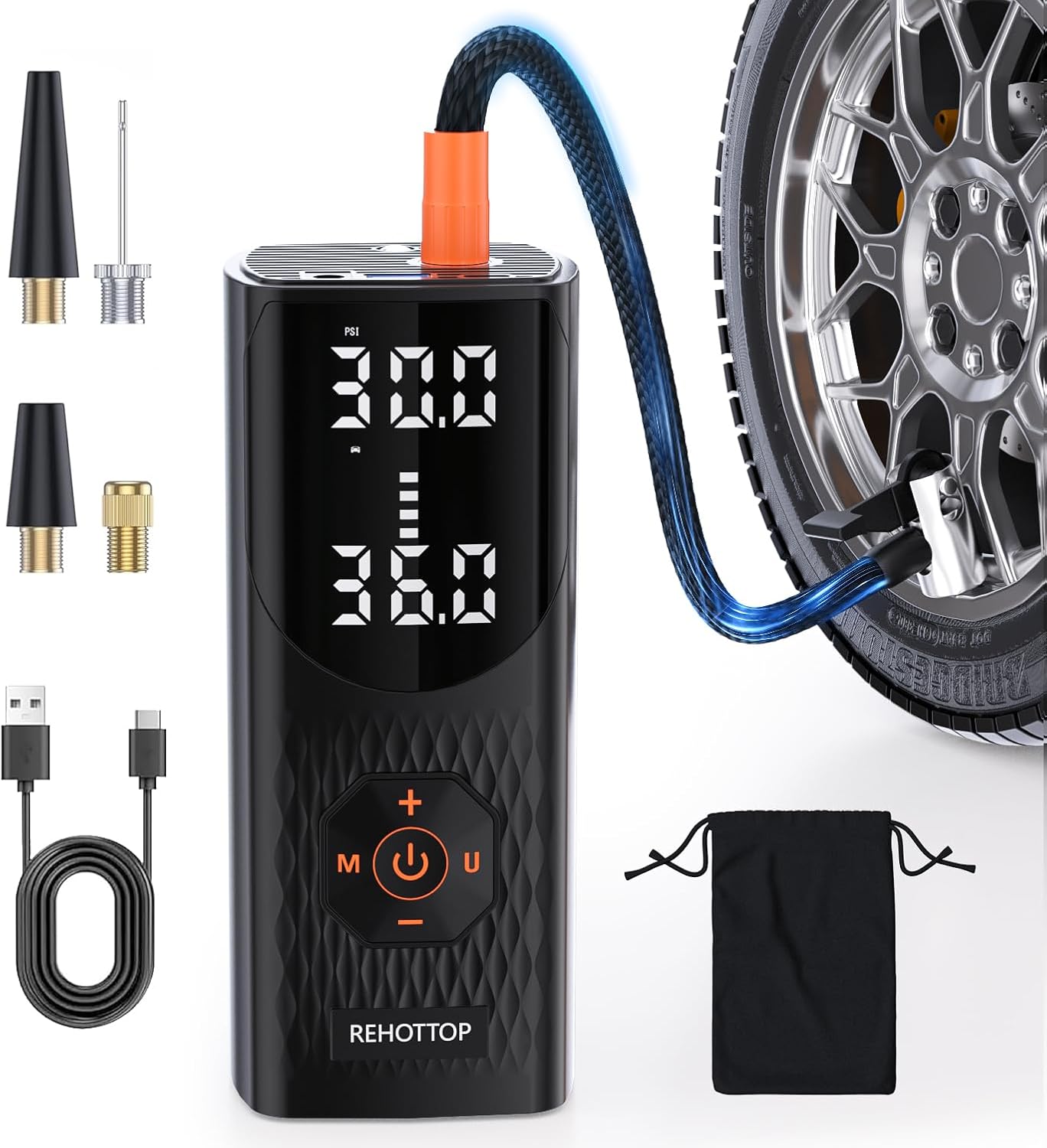 Tire Inflator Portable Air Compressor, 160 PSI Cordles